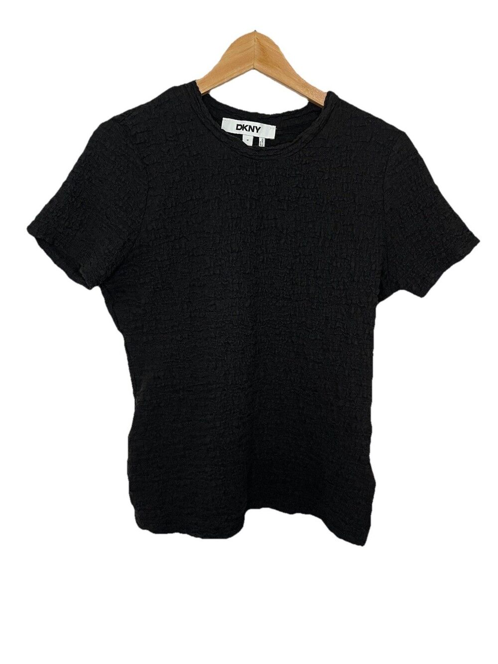 DKNY Women's Medium Black Textured Tshirt Top